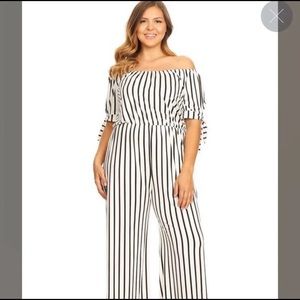 Stripped pant leg romper